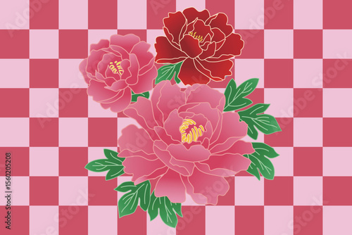 牡丹の花のイラスト