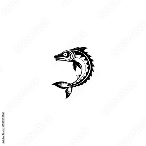 Beautiful fish trout fish silhouette black vector illustration