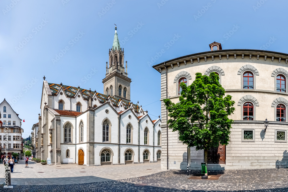 Fototapeta premium Sankt Lauernzen Kirche, Altstadt, Sankt Gallen, Schweiz 