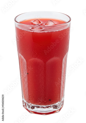 Wallpaper Mural Tall glass with refreshing red juice and ice cubes on a clean black backdrop Torontodigital.ca