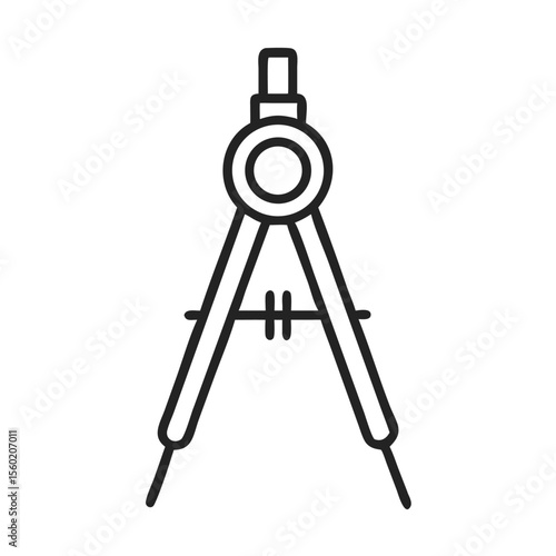 A minimalist design of a compass tool for drawing, showcasing its intricate features.