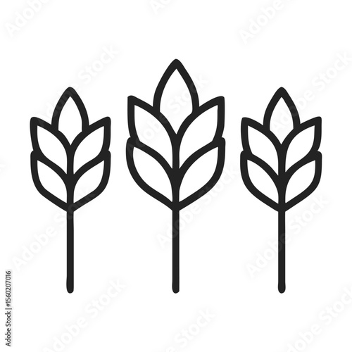Three stylized leaf designs, showcasing clean lines and minimalistic aesthetic.