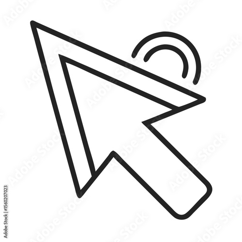 Stylized click cursor icon in minimalistic black and white design.
