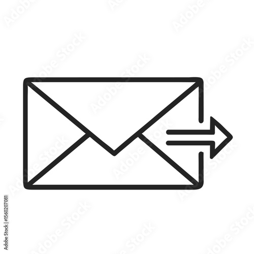 Simple outline of an envelope with an arrow pointing outward, representing email sending.