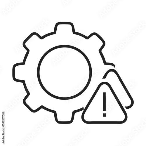A warning icon featuring a gear and caution triangle, symbolizing technical alerts and maintenance.