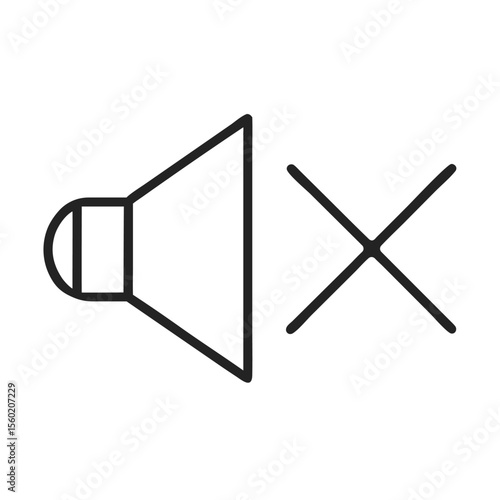 A minimalist graphic of a speaker and a crossed-out symbol, representing silence or muted sound.