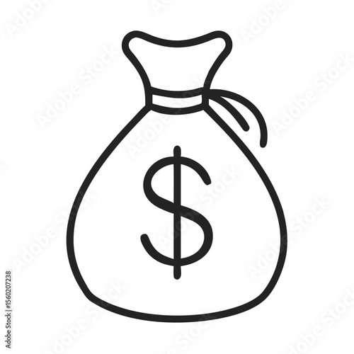 A simple illustration of a money bag featuring a dollar sign, symbolizing wealth and financial growth.