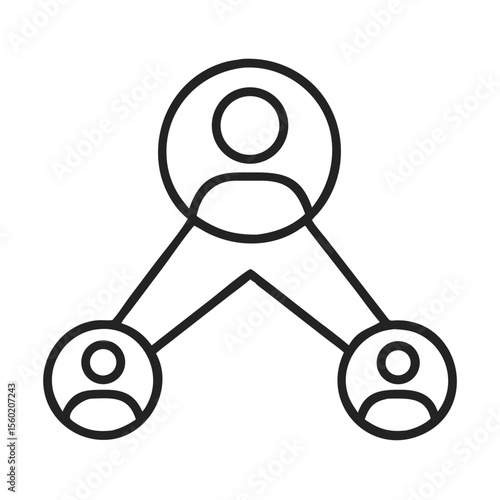 Minimalist line art depicting interconnected individuals representing a network or community.