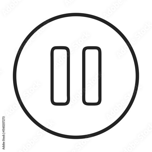A minimalist illustration of a pause symbol in a round outline, perfect for media-related content.