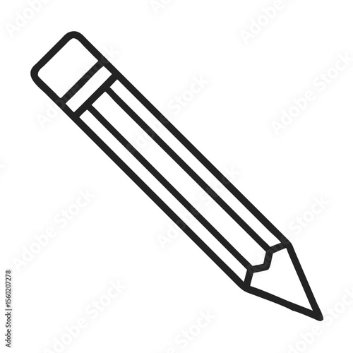 A simple black outline illustration of a pencil, ideal for educational or creative themes.