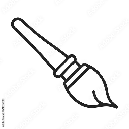 A simple black outline of a paintbrush, symbolizing creativity and the art of painting.