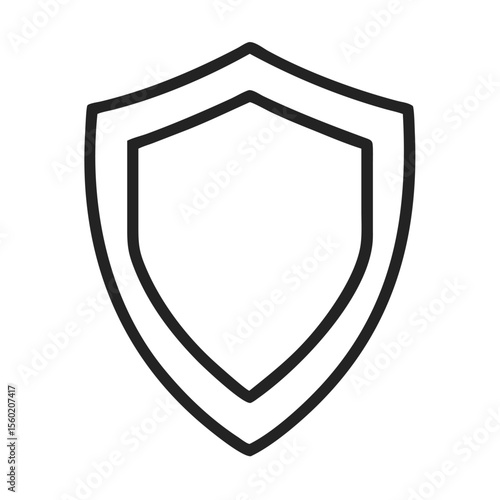 A simple outline of a shield, symbolizing protection and security.