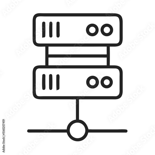 Illustration of a network server stack, showcasing a minimalistic design in black and white.