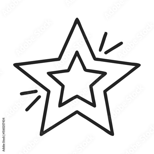 A bold, outlined star with an inner star, symbolizing achievement and creativity.