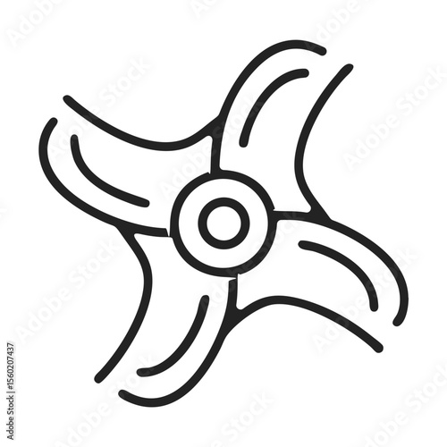 A minimalist line art design of a fidget spinner, emphasizing its sleek and symmetrical shape.