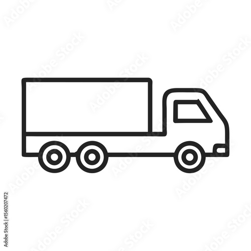 A simple line drawing of a delivery truck, showcasing clean design and minimalistic style.