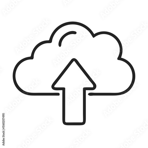 A minimalist cloud icon with an upward arrow, symbolizing data upload and cloud storage.