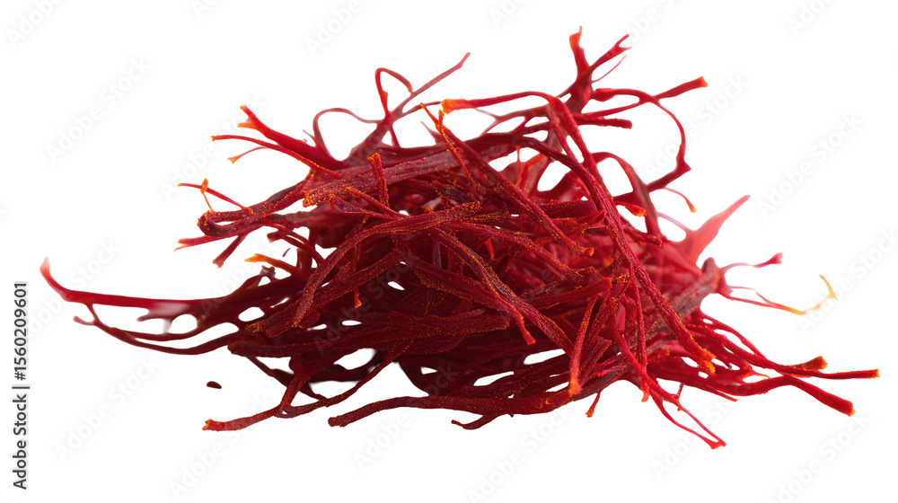 Fototapeta premium Saffron Threads - A delicate arrangement of saffron threads on transparent background