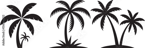 Palm tree silhouette tropical beach vector illustration