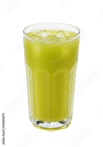 Wallpaper Mural Refreshing green beverage filled with ice cubes in a tall glass, creating a thirst-quenching scene Torontodigital.ca