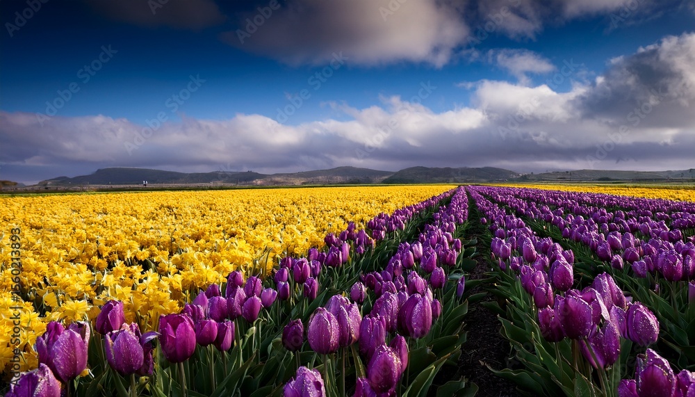Fototapeta premium purple and yellow tulips