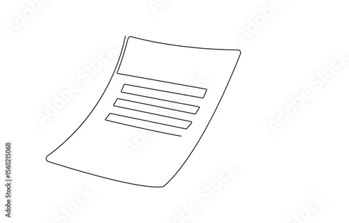 Research and Document Review Process, Simple Continuous Line Drawing of a Document, Document and Pen in a Single Line, Simple Line Art Illustration of a Document