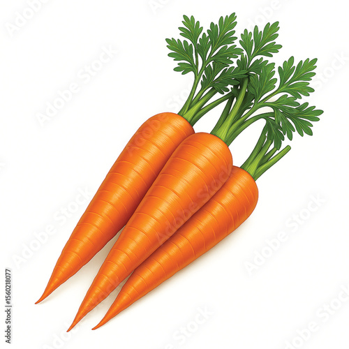 carrots with leaves colorful vector icon with white background.