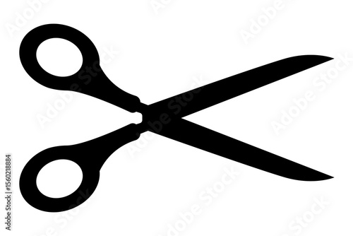 Open Scissors icon. Scissors logo icon. Simple silhouette of open scissors. Stock vector illustration isolated on white background.
