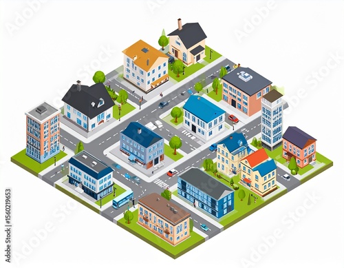 アイソメトリック　街