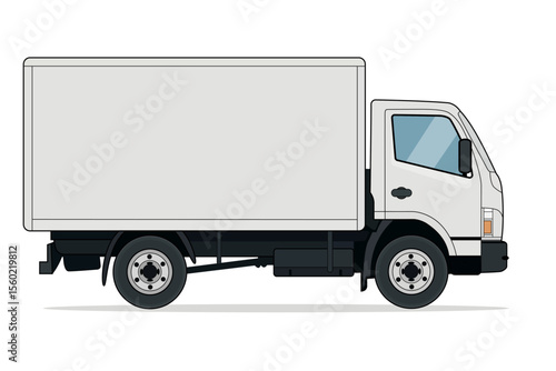 White truck on a white background. Side view. ector illustration. Mockup