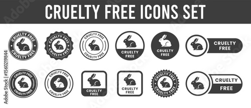 Cruelty Free label, logo, badge, icon, sticker, symbol, emblem, stamp, green, line, flat vector, isolated illustration. Cruelty free not tested on animals label for product packaging design