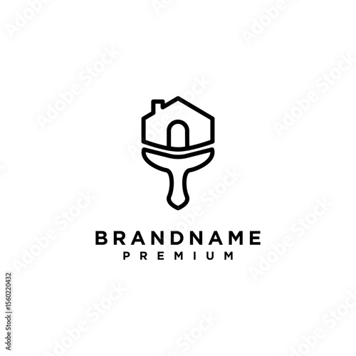 paint house brushes logo creative clever vector illustration