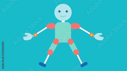 A therapy doll with multiple joints and movable limbs encouraging patients with physical disabilities to engage in play and improve motor skills.. Vector illustration