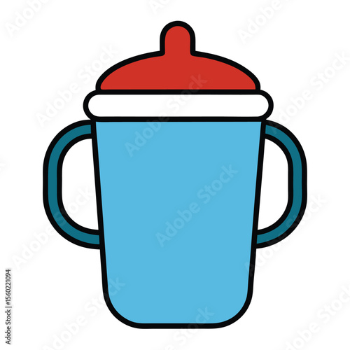Baby milk cup icon Outline baby milk cup vector icon color flat