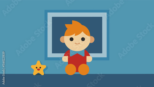 A photo of a favorite childhood toy on the wall reminding us of the importance of nostalgia and its impact on our brain health.. Vector illustration