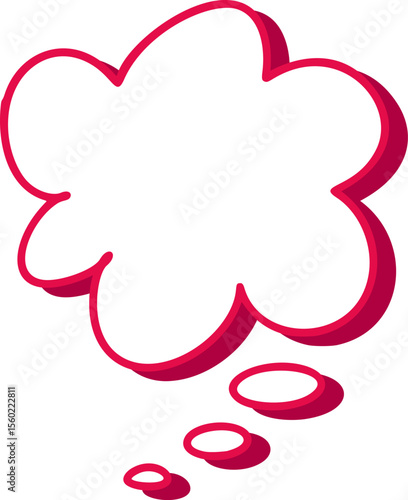 Speech bubble in vibrant red vector, displaying empty center, symbolizing communication and thought exchange