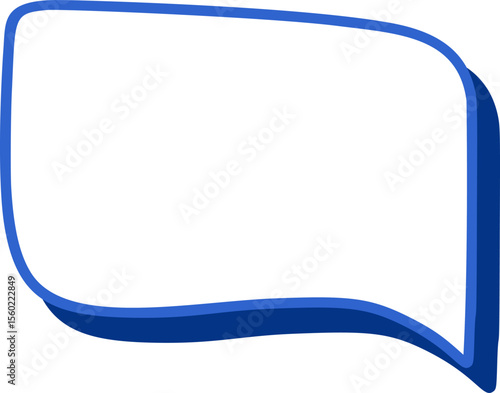 Blue vector bordered blank speech bubble offering creative space graphics, text, for comics, presentations with minimalist design