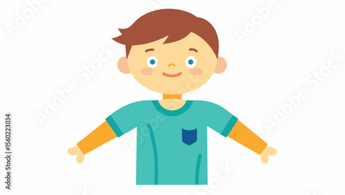 A child with sensory processing disorder wearing seamless and tagfree clothing reducing discomfort and meltdowns during dressing.. Vector illustration