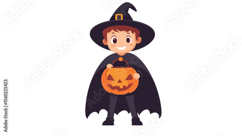 Cute Child in Halloween Party Costume Enjoying Holiday Festivities