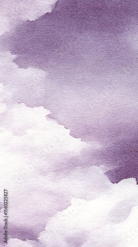 Abstract watercolor painting in shades of purple and white