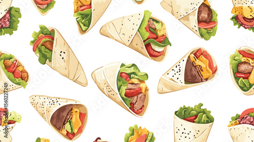 Endless Fast Food Pattern: Repeating Design of Various Delicacies
