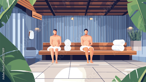 Luxurious Finnish Sauna and Russian Banya in Thermal Spa with Men