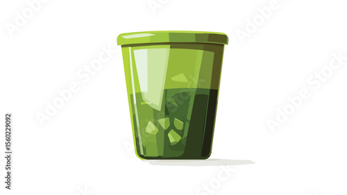Green Glass Garbage Rubbish Trash Container for Waste Management