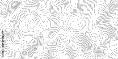 Topography black wave line grid map. white wave line geography landscape Topo contour map on white background. Geographic mountain relief diagram line wave carve pattern.