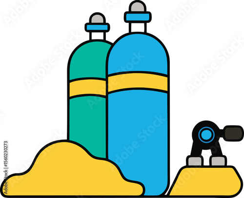 Dive into Adventure Scuba Diving Tanks and Equipment Illustration