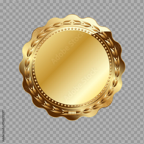 Elegant Gold Seal with Embossed Edges – Isolated on Transparent Background

