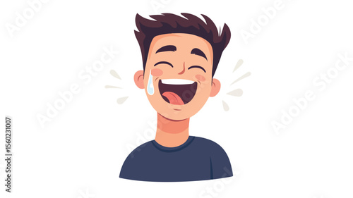 Happy Person Laughing with Tear from Joy - Man Cry