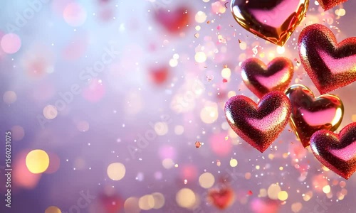 Floating hearts in a soft bokeh background