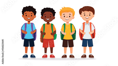 Happy School Children Portrait: Diverse International Boy Smiling