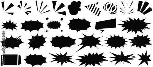 Ink splash and blot vector set with decorative elements and seasonal silhouettes